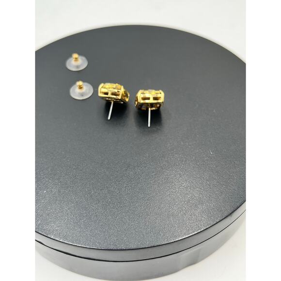 KATE SPADE New York Gold Glitter Crystal Small Square Prong Set Stud Earrings - Picture 3 of 7